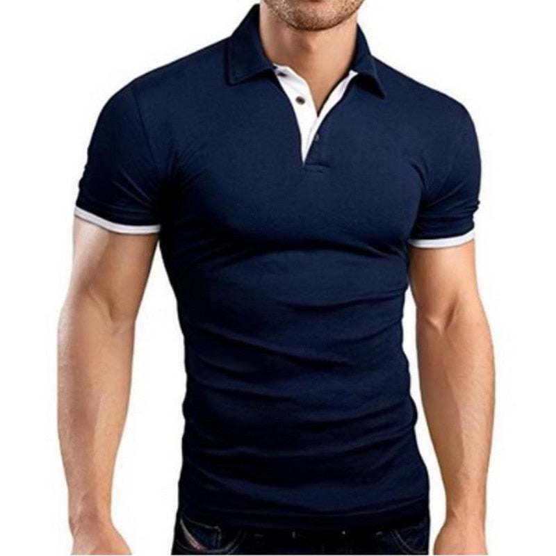 Litthing Casual Mens Polo Shirt 2019 Summer Short Sleeve Turn-down Collar Slim Tops Casual Breathable Solid Color Business Shirt